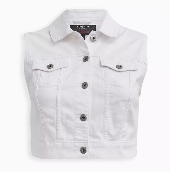 Torrid White Crop Denim Vest NEW Size 3 3X NWT Closet Staple Capsule Wardrobe - Picture 6 of 16